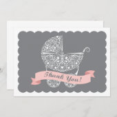 Lacy Baby Carriage Bedankt Opmerking Meisje (Voorkant / Achterkant)