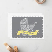 Lacy Baby Carriage Bedankt voor je opmerking Geel Notitiekaartje (Voorkant / Achterkant in situ)