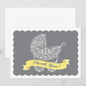 Lacy Baby Carriage Bedankt voor je opmerking Geel Notitiekaartje (Voorkant / Achterkant)