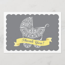 Lacy Baby Carriage Bedankt voor je opmerking Geel Notitiekaartje