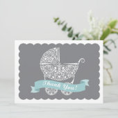 Lacy Baby Carriage Dank je wel Bedankkaart (Staand voorkant)