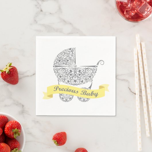 Lacy Baby Carriage Napkin Yellow 1 Servet (Insitu)