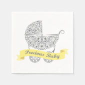 Lacy Baby Carriage Napkin Yellow 1 Servet (Voorkant)