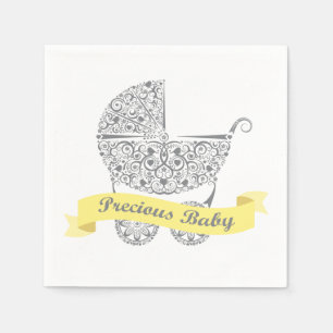 Lacy Baby Carriage Napkin Yellow 1 Servet