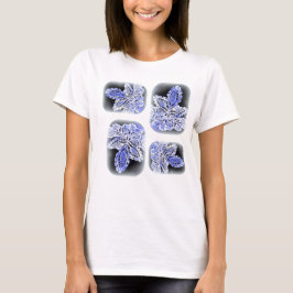 lacy-bladeren in blauw en wit t la t-shirt