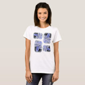 lacy-bladeren in blauw en wit t la t-shirt (Voorkant volledig)