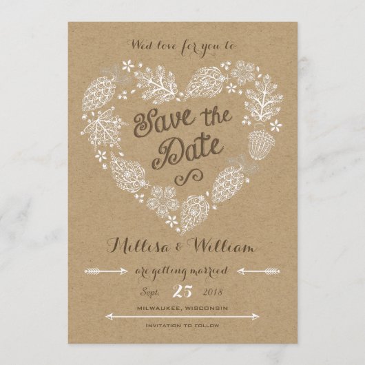 Lacy Bladeren - Wordt Verliefd en Reserveer de Dat Save The Date (Voorkant)