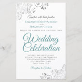 Lacy Blauwgroen & White BUDGET Wedding nodigt groo (Voorkant)