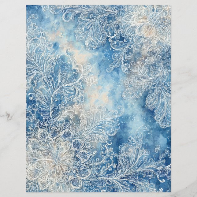 Lacy Blue Scrapbooking Paper (Voorkant)