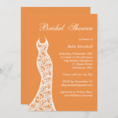 Lacy Bridal Shower Invitation in Oranje Kaart (Voorkant / Achterkant)