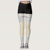 Lacy bruiden rode strik kousenband patroon leggings (Voorkant)