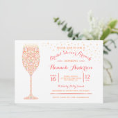 Lacy Champagne Bruidsontbijt Uitnodiging (Staand voorkant)