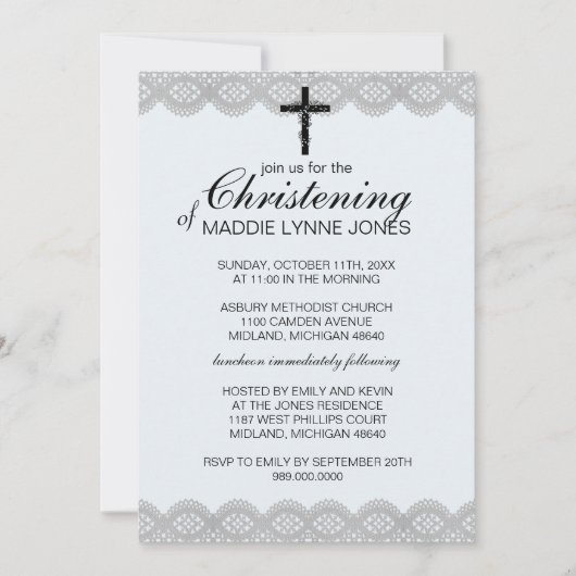 Lacy Christening, Baptism of Uitnodiging tot het v (Voorkant)