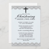 Lacy Christening, Baptism of Uitnodiging tot het v (Voorkant / Achterkant)