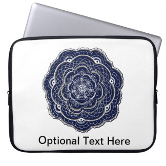 Lacy Crochet Let Doily Hand Drawn Flower Doodle Laptop Sleeve