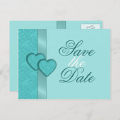 Lacy Damask Hearts Save the Date Briefkaart (Voorkant / Achterkant)