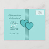 Lacy Damask Hearts Save the Date Briefkaart (Achterkant)