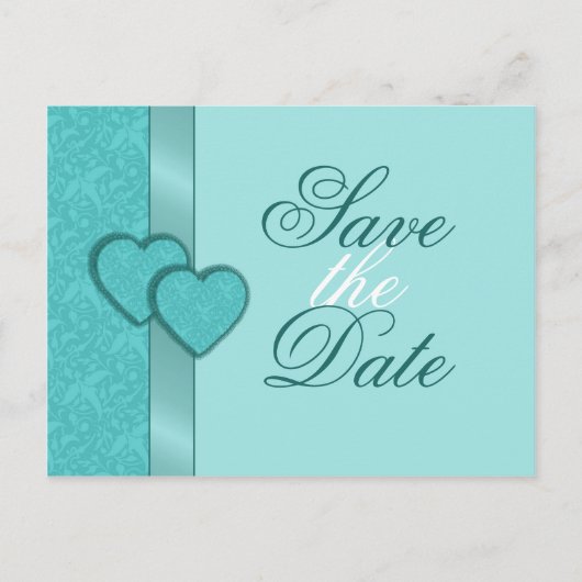 Lacy Damask Hearts Save the Date Briefkaart (Voorkant)