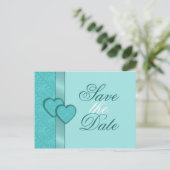 Lacy Damask Hearts Save the Date Briefkaart (Staand voorkant)