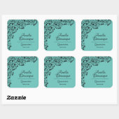 Lacy Elegant Quinceañera Turquoise Vierkante Sticker (Vel)