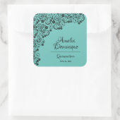 Lacy Elegant Quinceañera Turquoise Vierkante Sticker (Tas)