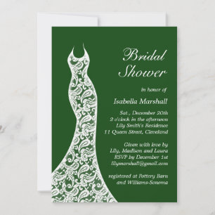 Lacy Emerald Green Bridal Shower Kaart