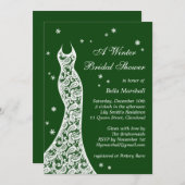 Lacy Emerald Green Winter Bridal Shower Kaart (Voorkant / Achterkant)
