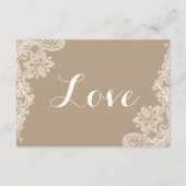 Lacy Floral Brown and White Lace Wedding Reception Informatiekaartje (Achterkant)