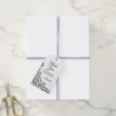 Lacy Floral Quinceañera Black en White Cadeaulabel (Met Touw)