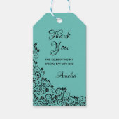 Lacy Floral Quinceañera Blue en Black Cadeaulabel (Voorkant)