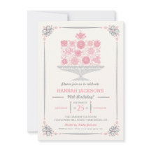 Lacy Flower Birthday Cake Invitation II