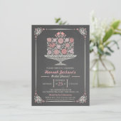 Lacy Flower Cake Bridal Shower Invitation II Kaart (Staand voorkant)