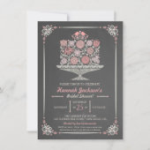 Lacy Flower Cake Bridal Shower Invitation II Kaart (Voorkant)