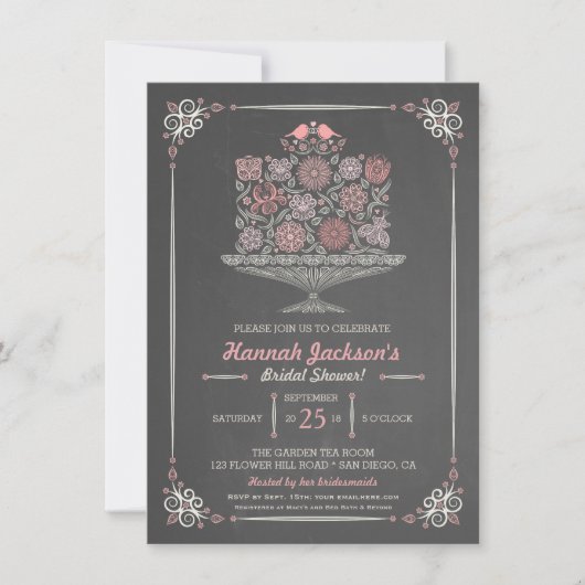 Lacy Flower Cake Bridal Shower Invitation II Kaart (Voorkant)