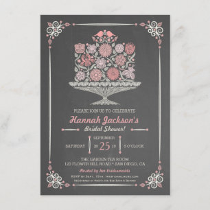 Lacy Flower Cake Bridal Shower Invitation II Kaart