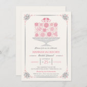 Lacy Flower Cake Bridal Shower-uitnodiging Kaart (Voorkant / Achterkant)