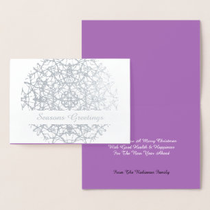 Lacy Flower Circle Xmas Seizoenen Groeten Folie Kaarten