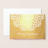 Lacy Flower Patterned Vrolijk Kerstfeest Folie Kaarten (Voorkant met envelop)