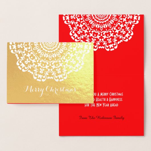 Lacy Flower Patterned Vrolijk Kerstfeest Folie Kaarten (Display)