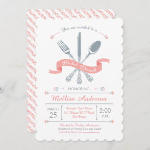 Lacy Fork Knife Spoon Bridal Brunch Uitnodiging
