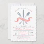 Lacy Fork Knife Spoon Bruids Brunch Uitnodiging (Voorkant)