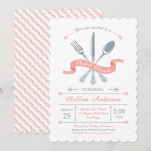 Lacy Fork Knife Spoon Bruids Brunch Uitnodiging