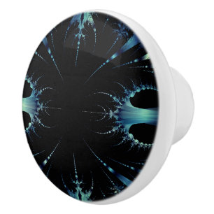 Lacy Fractal Black en Blue Face Knob Keramische Knop
