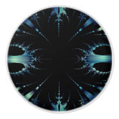 Lacy Fractal Zwart en Blauw Gezicht Knop (Voorkant)