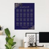 Lacy Gold 20-tafel marineschip met blauwe bruiloft Poster (Thuiskantoor)