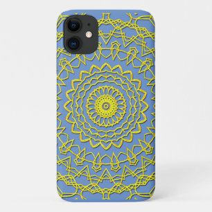 Lacy Gold Colour Circular Design op Cornflower Blu Case-Mate iPhone Case