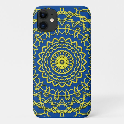 Lacy Gold Colour Circular Design op donkerblauw Case-Mate iPhone Case (Achterkant)