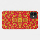 Lacy Gold Colour Circular Design op rood Case-Mate iPhone Case (Achterkant (horizontaal))