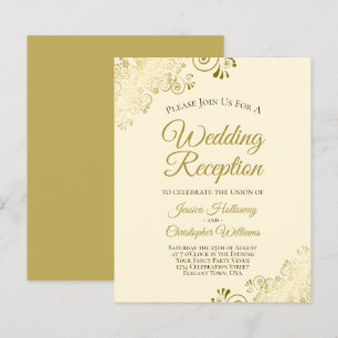 Lacy Gold & Cream Budget Huwelijksreceptie Uitnodi
