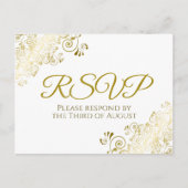 Lacy  Gold Filigree Elegant Wedding RSVP Briefkaart (Voorkant)